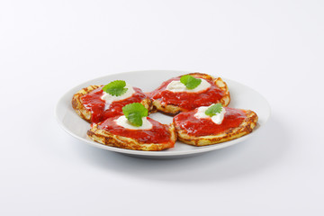 pancakes with strawberry puree