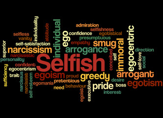 Selfish, word cloud concept 4