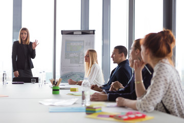 Business woman presenting the project in modern office.