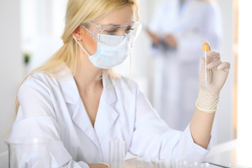 Female scientific researcher in laboratory