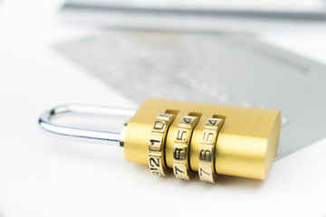 Credit Card machine payment security with key lock & padlock