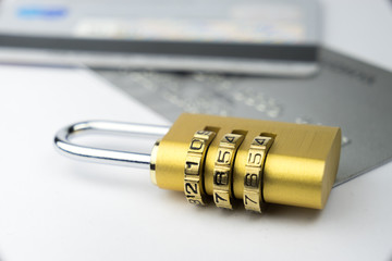 Credit Card machine payment security with key lock & padlock