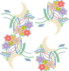 Vector seamless pattern with flowers and leaves. Floral colorful summery background vector background