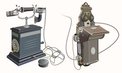 retro telephones vector high detailed illustration