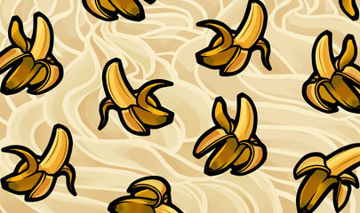 bananas on whipped cream background
