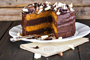 Luxury chocolate and toffee layer cake