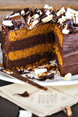 Luxury chocolate and toffee layer cake