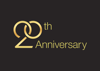 Wedding icon for 20th anniversary with twisted golden rings.