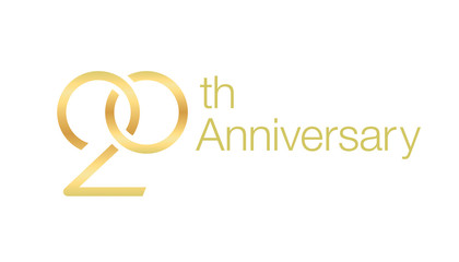 Wedding icon for 20th anniversary with twisted golden rings.