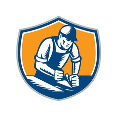 Carpenter Woodworker Plane Crest Retro