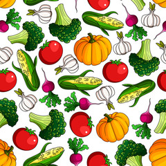 Fresh farm veggies seamless pattern
