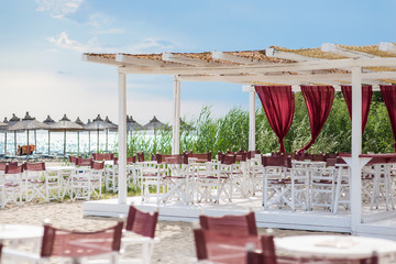 Red and white summer outdoor restaurant