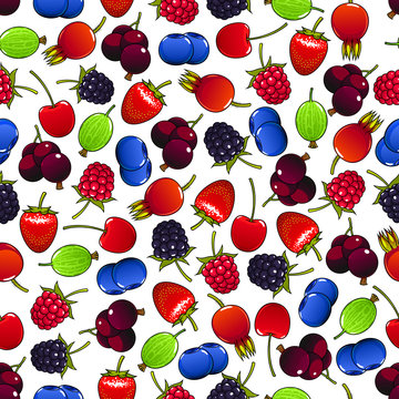 Colorful seamless pattern with sweet berries