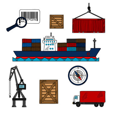Shipping and delivery industry icons