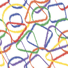 Abstract colorful triangles squares circles seamless pattern