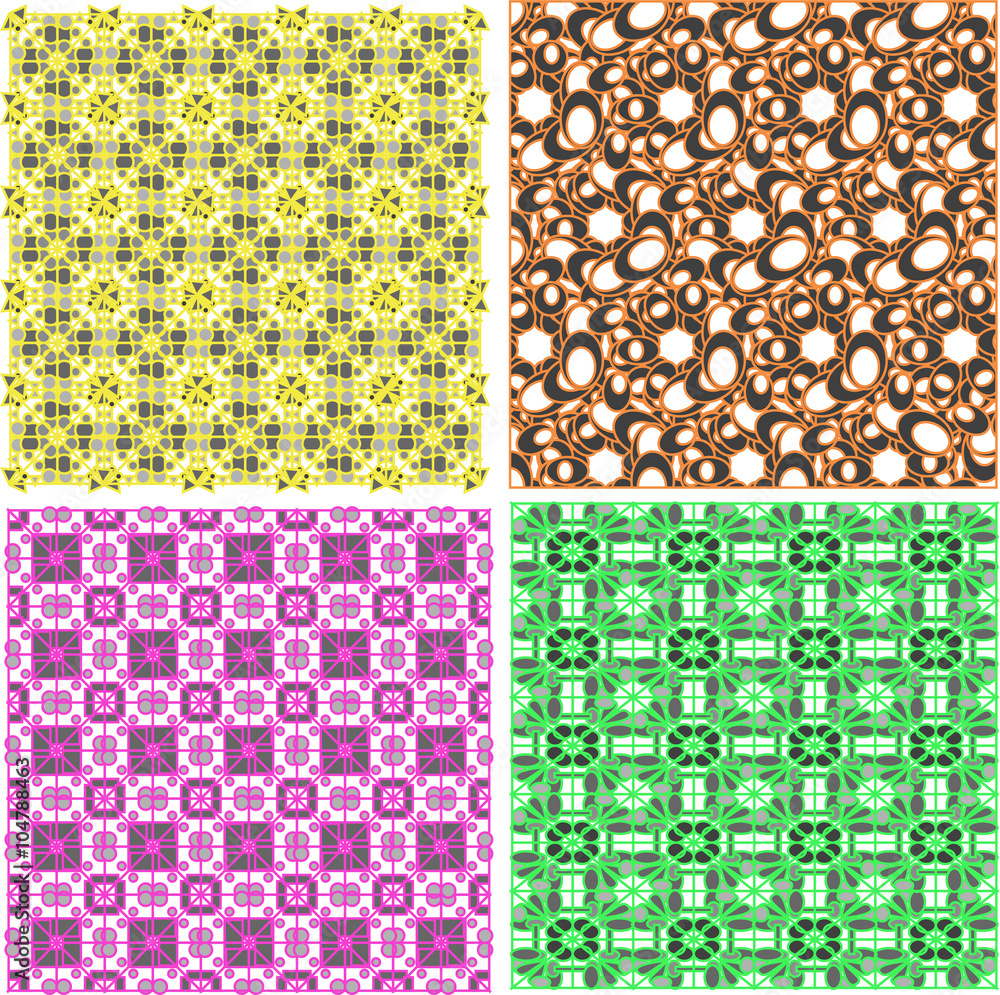 Poster art set of damask patterns vector illustration
