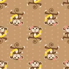 Obraz premium vector seamless Wallpaper with the monkey.