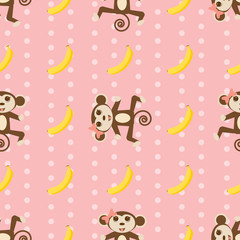 vector seamless Wallpaper with the monkey.