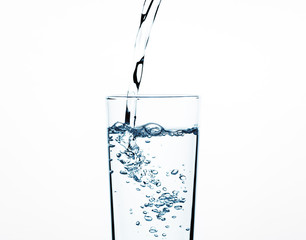 pouring water in glass