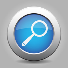 blue metal button with magnifier
