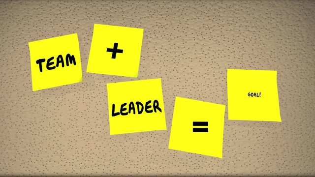 Team Plus Leader Equals Results Sticky Notes Words