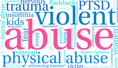 Abuse Word Cloud on a white background. 