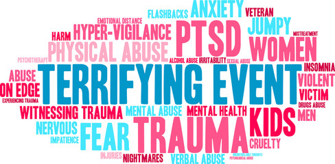 Fototapeta premium Terrifying Event word cloud on a white background.