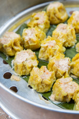Tim sum or Dim sum.(Steamed pork dumpling) a very good taste and