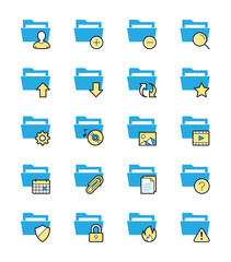 Folder icons, Monochrome color - Vector Illustration
