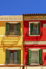 Colorful house in Burano island, Venice, Italy.