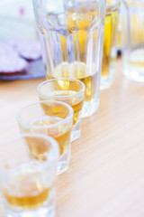 Alcohol shot glass on a table