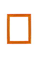 Orange wooden frame isolated on white background