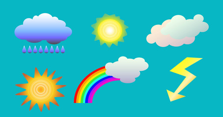 Weather clipart vector isolated icons for forecast