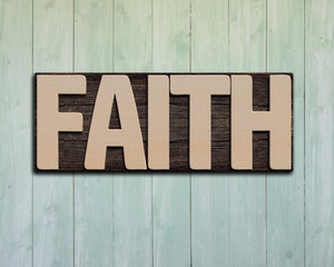 Faith wooden word on wall