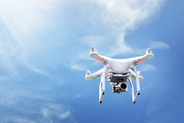 Small white drone hover