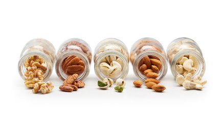 Healthy Nuts Pouring Out From Bottle
