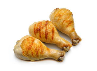 Grilled chicken legs isolated on white background