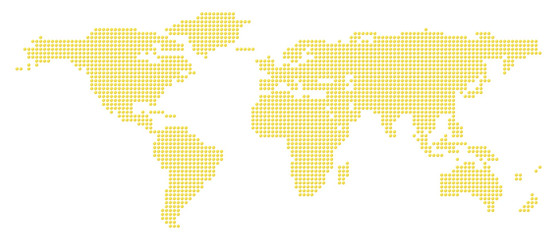 Golden dotted world map