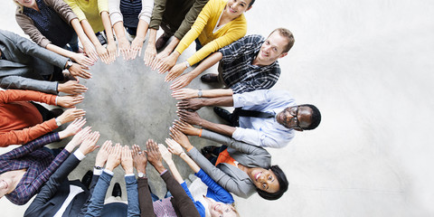 Diverse People Friendship Togetherness Connection Aerial View Co