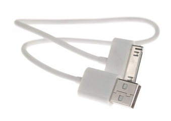 White USB cable isolated on white.