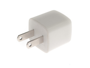 Electrical adapter to USB port on a white background