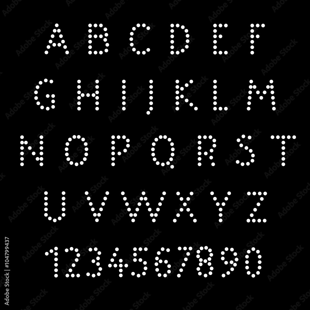 Poster vector font thin dot alphabet letters character style design set
