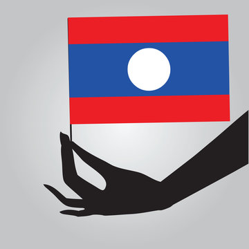 Hand with flag Laos