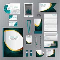 White identity template with blue origami elements. Vector compa © ploygraphic