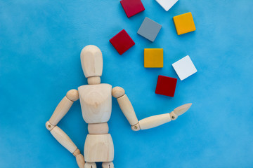 wood man with blank word plastic block