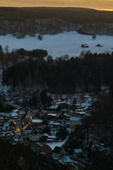 Blick auf Altenbrak im Harz vom Bösen Kleef, Sachsen-Anhalt im Winter
