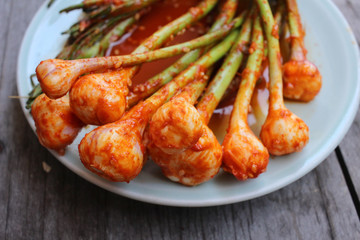 Garlic kimchi korean food