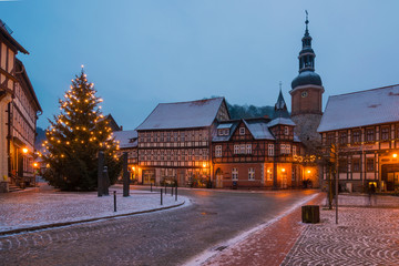 Saigerturm und Markt in Stolberg, Harz in Sachsen-Anhalt