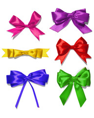 Shiny satin ribbon on white background