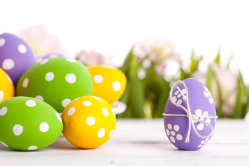 Easter eggs and Fresh Green Grass